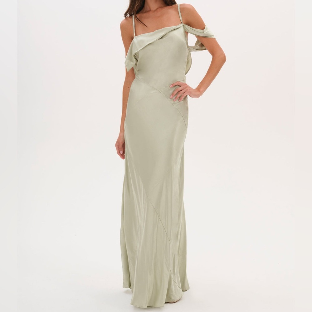 For Love and Lemons Jewel Maxi Gown in Green Size Medium